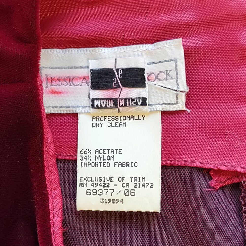 Vintage Gunne Sax Jessica McClintock Cranberry Red Velvet Dress USA Women Sz 5/6 - Picture 10 of 11